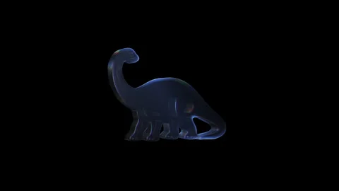 Glass brachiosaurus rotating on black background Stock Footage 316237091