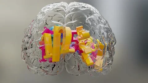 Glass brain and math formulas, math and technology Video stock 205736870