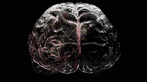 Glass brain and math formulas, math and technology concept digitally generated. Stock Footage 222070169