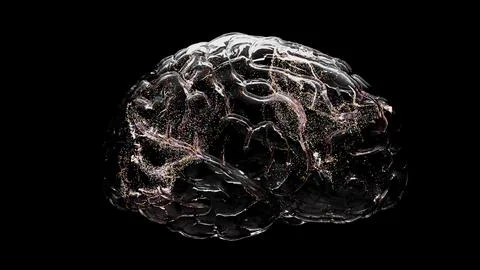 Glass brain and math formulas, math and technology concept digitally generated Stock Illustration