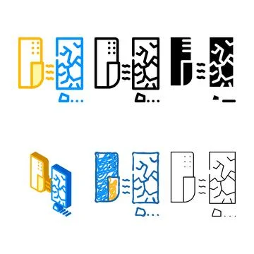 Glass break sensor color stylized icon vector Illustrazione stock
