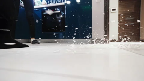 Glass Breaking on Kitchen Tile Floor Slow Motion Vídeo Stock 225294640