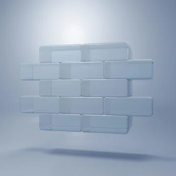 Glass Bricks icon isolated on grey background. Minimalism concept. 3D rende.. Illustrazione stock
