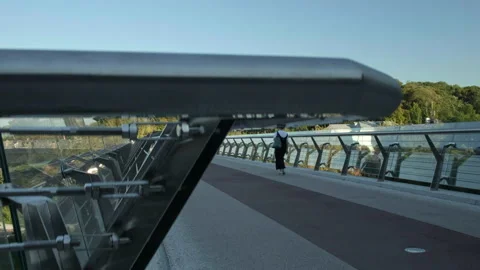 Glass bridge and friendship arch in Kiev Stock Footage 152617543