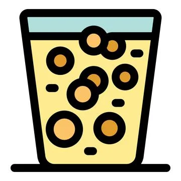 Glass of bubble tea showing boba pearls floating in a refreshing beverage Stock Illustration