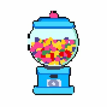 Glass bubblegum machine pixel art vector illustration Stock Illustration