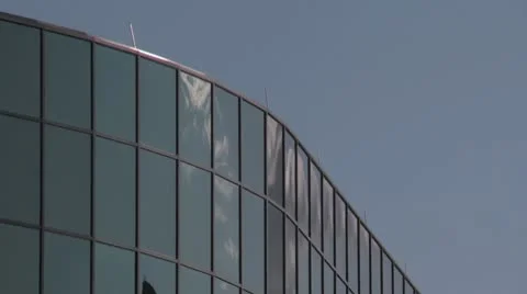 Glass Building Close Up Clouds Timelapse Stock Footage 8930721