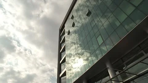 Glass building with clouds Video stock 10899984
