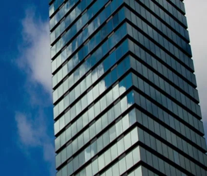 Glass Building CU Sequence Stock Footage 8684271