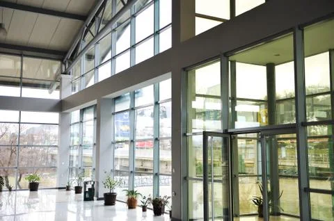 Glass building inside Stock Photos