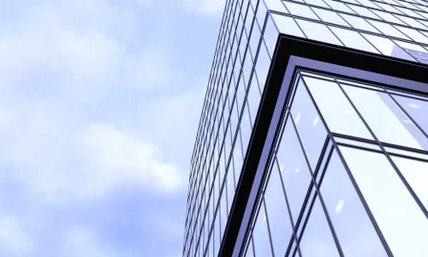 Glass building view from below with sky Stock Illustration