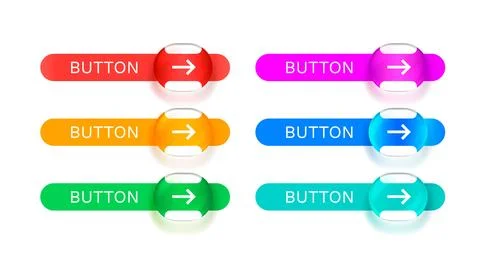 Glass button array, read more, event web bar, buttons with color. Vector Stock Illustration