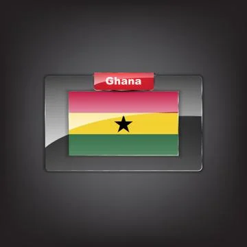 Glass button of the flag of ghana Stock Illustration