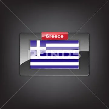 Glass button of the flag of greece Stock Illustration
