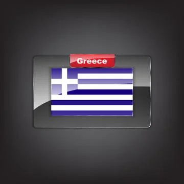 Glass button of the flag of greece 스톡 일러스트
