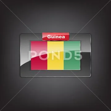 Glass button of the flag of guinea Stock Illustration