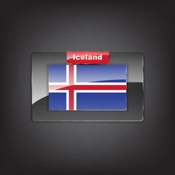 Glass button of the flag of iceland 스톡 일러스트