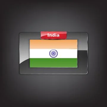 Glass button of the flag of india Illustrazione stock