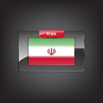 Glass button of the flag of iran Stock Illustration