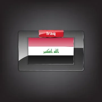 Glass button of the flag of iraq Stock Illustration