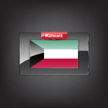 Glass button of the flag of kuwait Illustrazione stock