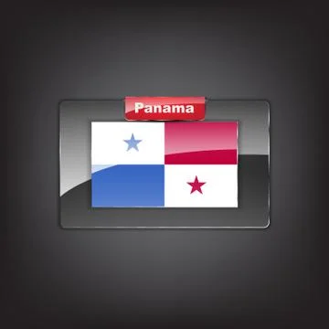 Glass button with the flag of panama Stock Illustration