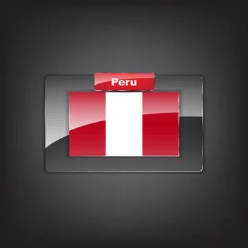 Glass button with the flag of peru 스톡 일러스트