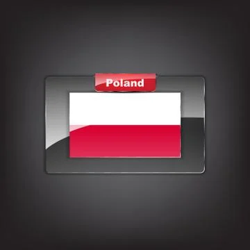 Glass button with the flag of poland 스톡 일러스트