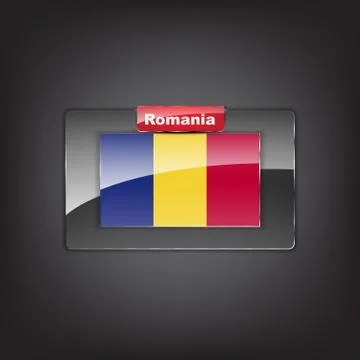 Glass button with the flag of romania Stock Illustration