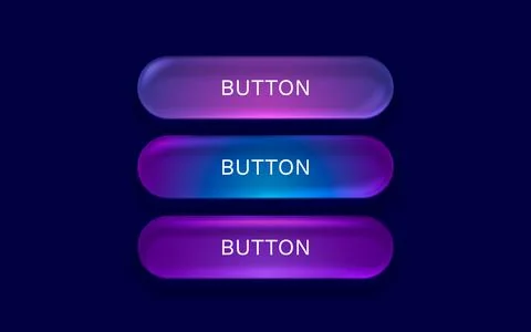 Glass button, frame label, event web bar, buttons with color. Vector Stock Illustration