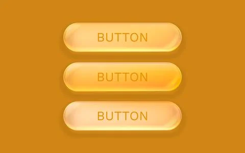 Glass button, frame label, event web bar, buttons with color. Vector Stock Illustration