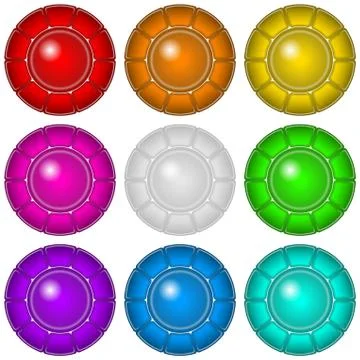 Glass buttons with frames, set 스톡 일러스트