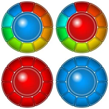 Glass buttons with frames, set Stock Illustration