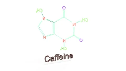 Glass Caffeine molecule rotate on white bg able to loop endless Stock Footage 302295422