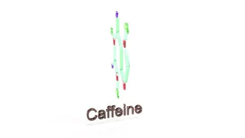 Glass caffeine molecule rotate on white bg Stock Footage 303363232