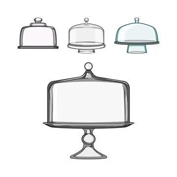 Glass cake dome stand showcasing desserts concept Stock Illustration