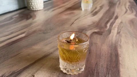 Glass Candle Light Stock Footage 163881287