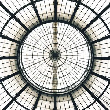 Glass ceiling dome pattern, vittorio emanuele ii gallery, milan italy Stock Photos
