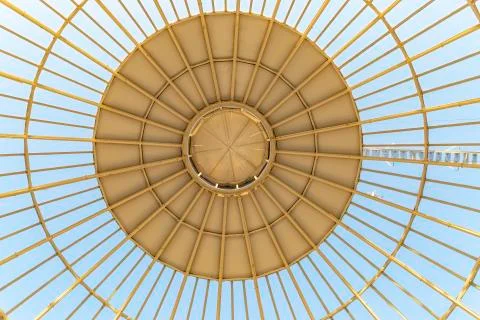 Glass Ceiling with Ray Pattern. Futuristic architecture dome made out of glass. Stockfoto's