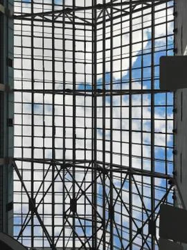 Glass ceiling in the store, unusual ceiling structure in the building Stock Photos