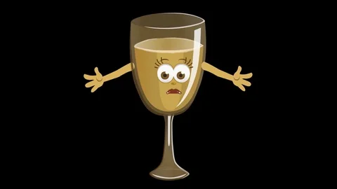 Glass of Champagne. 3rd Pose Not Know with Animated Face. Alpha Channel Stock-Footage 72178584
