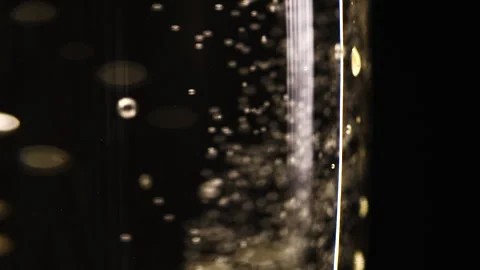 Glass of champagne on a black isolated background. Capturing the effervescence Stock-Footage 260413036