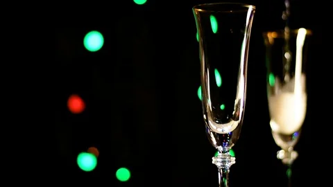 A glass of champagne with bubbles Stock Footage 78873908