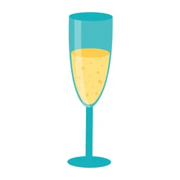 Glass of champagne with bubbles. Vector illustration isolated on white back.. Stock Illustration
