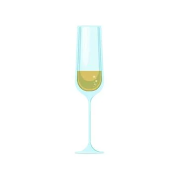 A glass of champagne with bubbles. Vector object on a white background, Isolate Stock Illustration