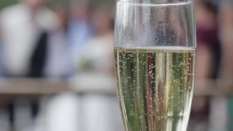 Glass with a champagnee close-up Stock Footage 81789487