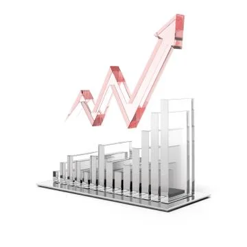 Glass chart with red arrow Иллюстрация