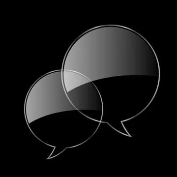 Glass chat bubbles on a black background Stock Illustration