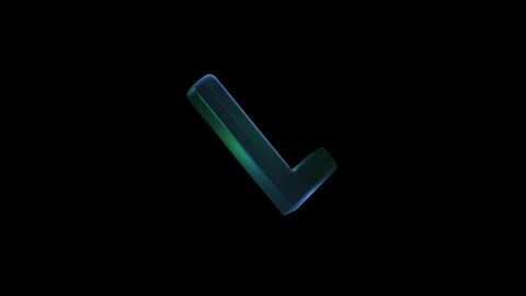Glass check mark icon rotating in dark space Stock Footage 325044786