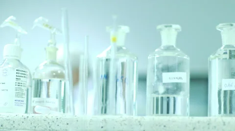 Glass in chemistry lab Stock Footage 62909618
